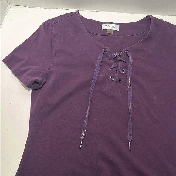 Calvin Klein Purple Lace-Up Top - Picture 5 of 11
